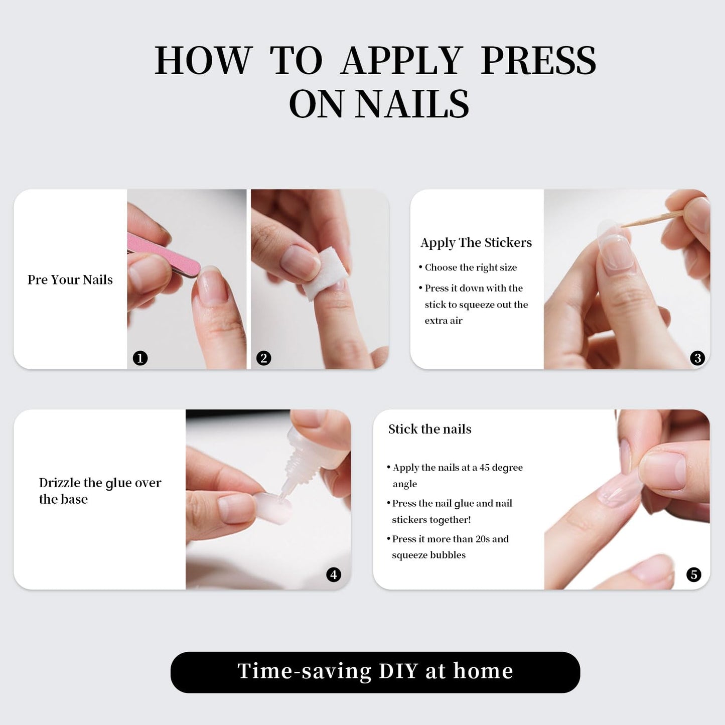 Stbisen French Press On Nails Short Square, Soft Pink Base Fake nials with White French Tip and Gold Leaf Accent Design, Glossy Reusable Elegant Glue On Nails for Women, Perfect for Daily Wear, 30Pcs