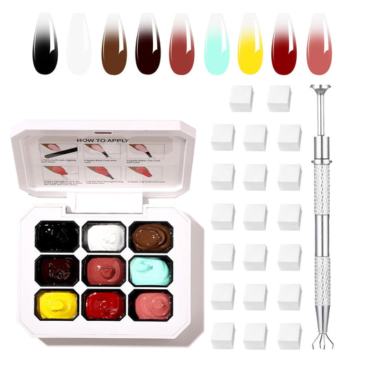 AOBOO Ombre Gel Nail Polish Nail Sponges for Ombre 9 Series Colorful Blush Effect Pat Painting Gradient Blooming Gel for Ombre Nails Multistyle French Manicure Nail Art DIY Home (A13, 1)