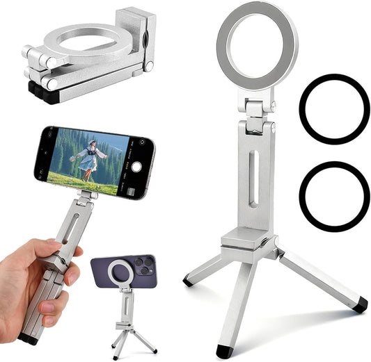 Axrivonte Phone,360 Phones(Silver,Size:19 16cm) Magnetic Tripod for Rotating Phone Tripod