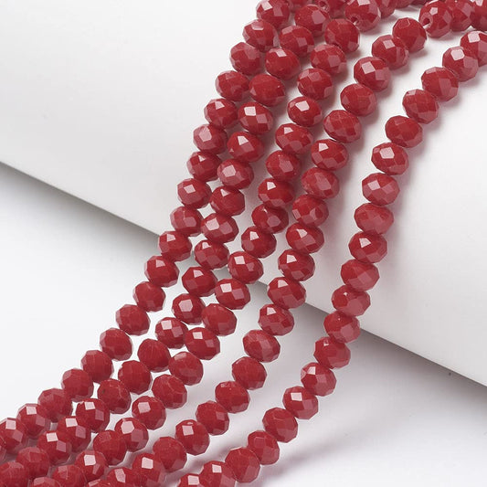 10 Strands Faceted Rondelle Crystal Glass Beads 4x3mm Briolette Opaque Glass Tiny Spacer Beads 1300pcs for Bracelets Jewelry Making