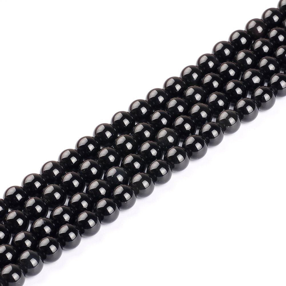 Natural Stone Beads 8mm Obsidian Gemstone Round Loose Beads Crystal Energy Stone Healing Power for Jewelry Making DIY,1 Strand 15"