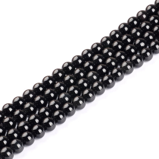 Natural Stone Beads 16mm Obsidian Gemstone Round Loose Beads Crystal Energy Stone Healing Power for Jewelry Making DIY,1 Strand 15"