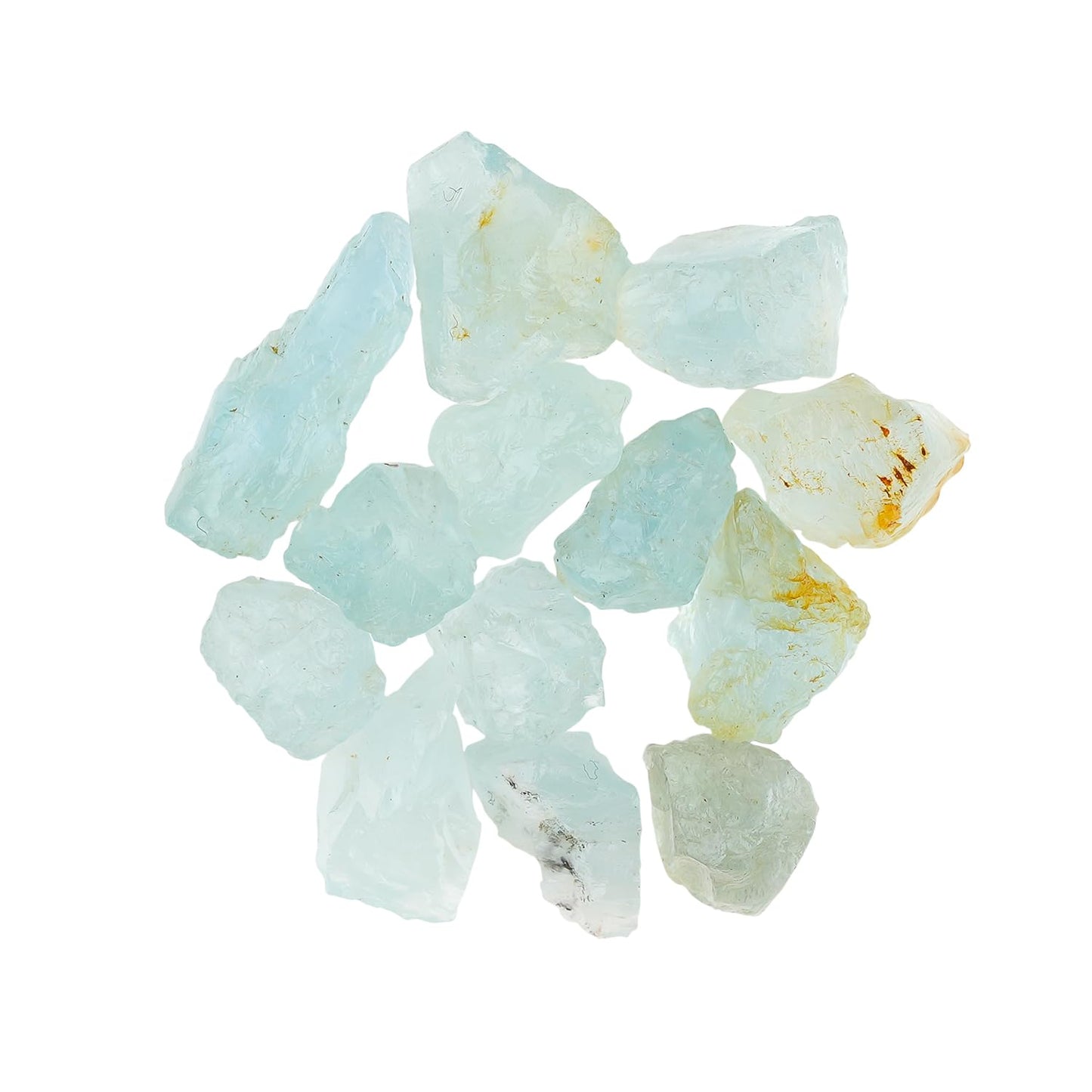 ColouredRocks 50 carats. AQUAMARINE Crystals, Raw Stones, Rough Gemstones, Jewelry Making Supply, Cabbing, Polishing, Cutting, DIY, Crafts (13-15 pcs.) (6-10 mm.)