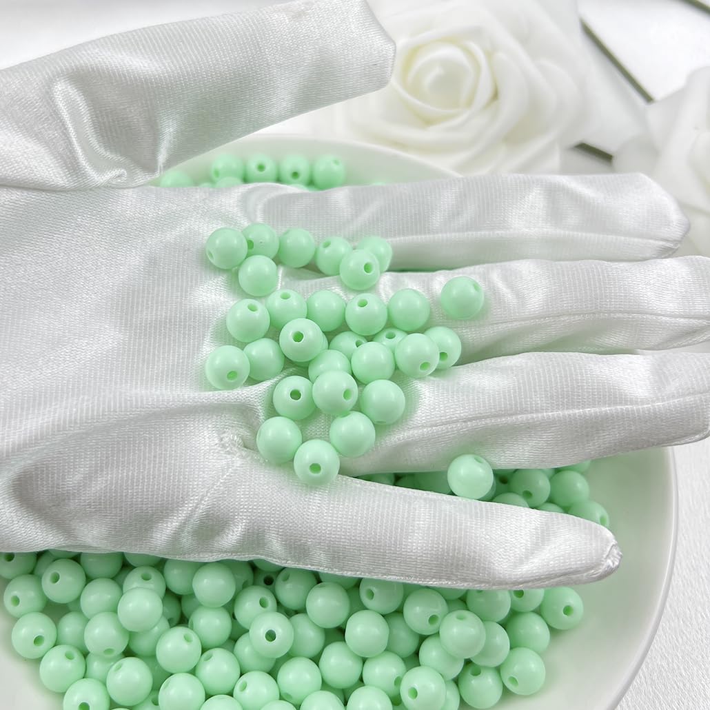 Mulutoo 1000Pieces 6MM Acrylic Round Beads Round Acrylic Balls Chunky Beads Smooth Spacer Plastic Pastel Beads Craft Beads for Necklace and Bracelet Making Crafting Supplies(196-dark Green)