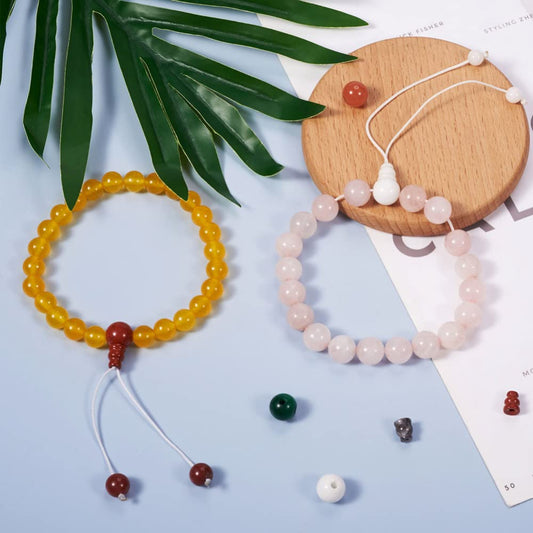 10 Sets Natural Stone Buddhist Mala Guru Bead Set 10mm 3 Hole Fluorite Gemstone Healing Chakra Stone Prayer Bead for Mala Bracelet Rosary Necklace Jewelry Making