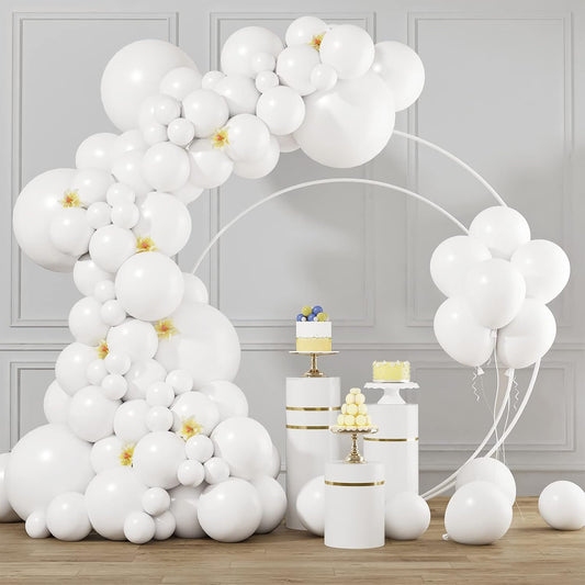 RUBFAC White Balloons - 105 Pcs in 5/10/12/18 Inch Sizes | Perfect for Party Decorations & Events