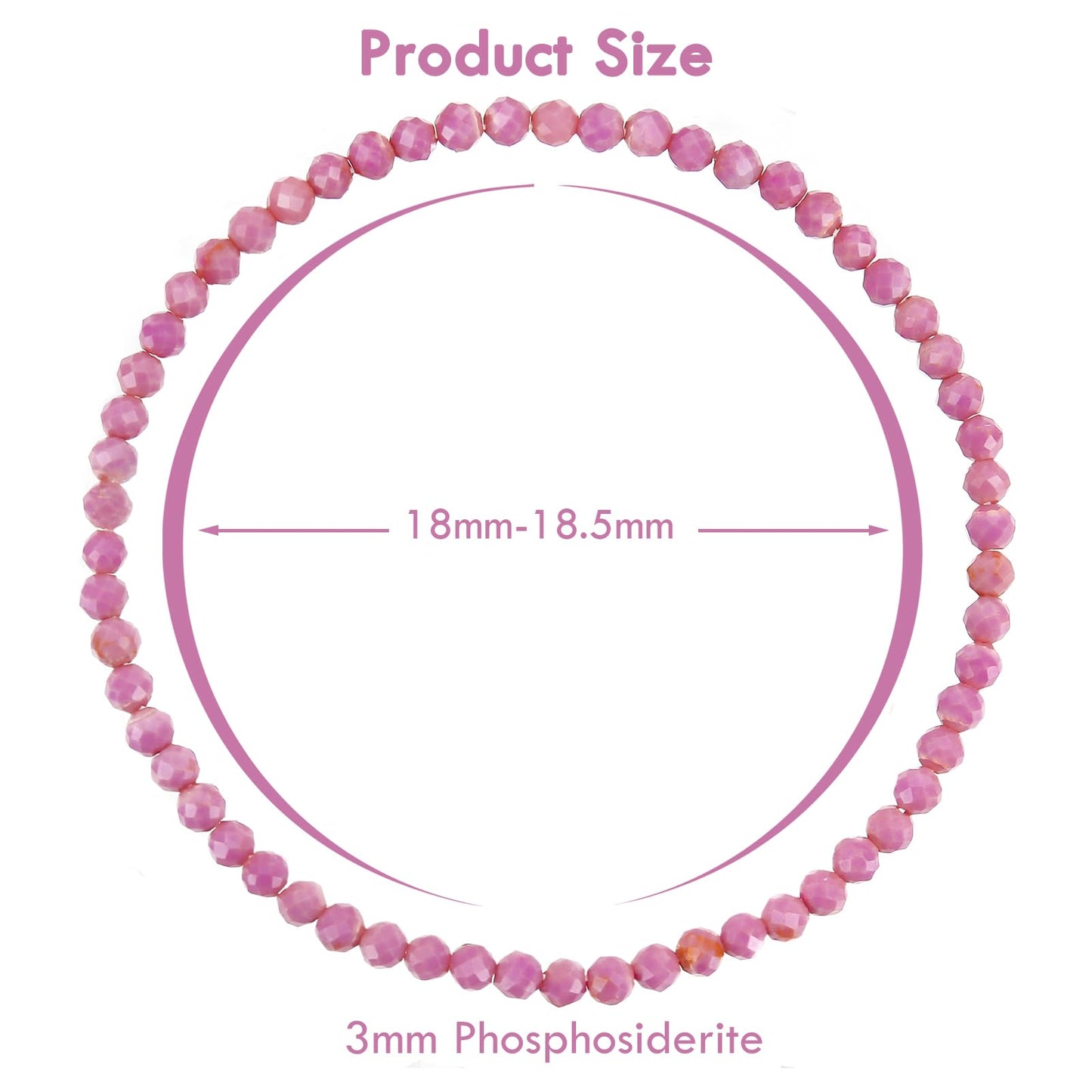 BONNY BOXX Natural Genuine Gemstone Faceted Round Beads Bracelets, 3mm Adjustable Stretchy Tiny Faceted Purple Lepidolite Bracelet, Healing Crystal Reiki Chakra Dainty Jewelry Fashion Gifts