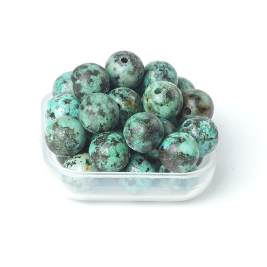 100Pcs Natural Stone 8mm African Turquoise Round Loose Gemstone Energy Healing Beads Hole Size 1mm DIY Smooth Beads for Bracelet Necklace Earrings Jewelry Making