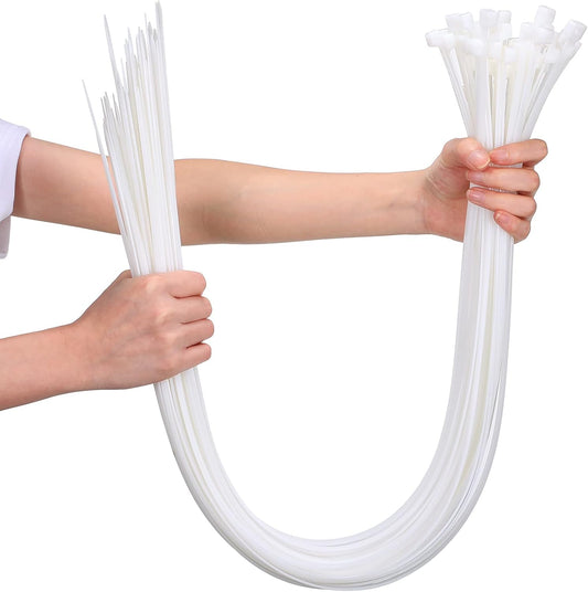 100 36 Inch Nuanchu Pcs White Zip Ties Heavy Duty Cable Ties for Indoor and Outdoor Binding Fences, Awnings Tying