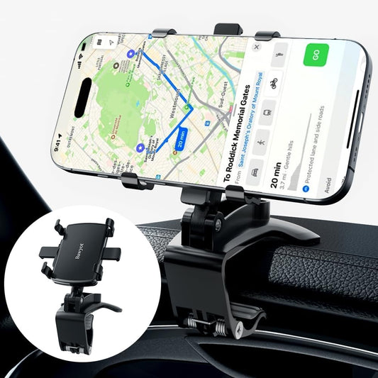 Bawyot 360 4-7 inch Car Phone Holder Mount Dashboard Mirror Upgrade Degree Rotation Rear View and Sun Visor