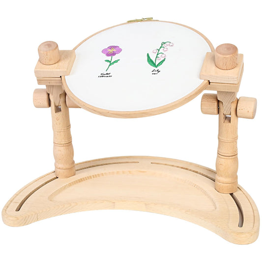 Airo Beech Wood Embroidery Hoop Stand,Rotatable, Tool-Free Installation, for Cross Stitch , Embroidery, Sewing Needlework