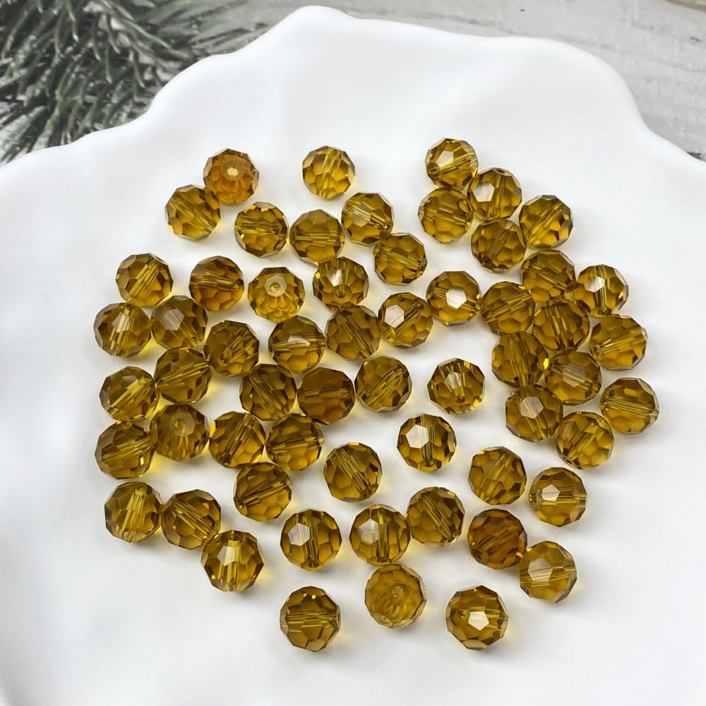 LIMAOLLY 400pcs 4mm Faceted Crystal Glass Beads Round Spacer Beads for Jewelry Making DIY Craft Making Necklace Bracelet Earring Wind Chimes Suncatchers Ornament(517-Amber)