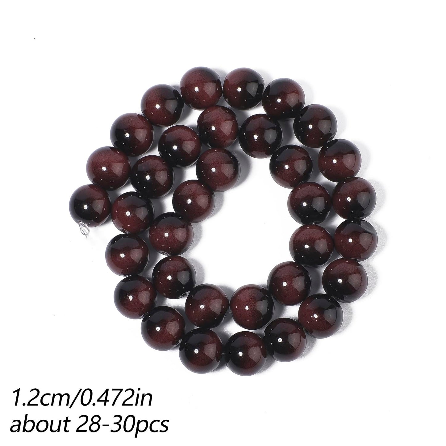 Song Xi 28PCS 12mm Brown Tiger Eye Gemstone Beads for Jewelry Making, Round Smooth Glass Beads for DIY Bracelet Necklace Earring Keychain, Arts and Crafts, for Christmas Wedding Birthday
