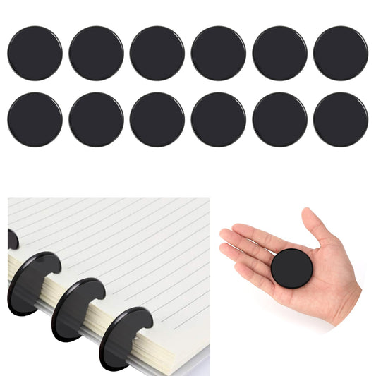 12-Piece 2-Inch Discbound Expansion Discs and Binder Rings - Large Black Plastic Book Binding Discs for DIY Notebooks and Scrapbooking Supplies