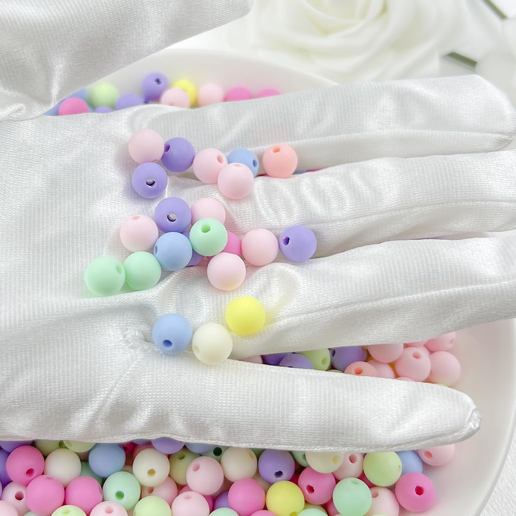 Mulutoo 120Pieces 12MM Acrylic Round Beads Round Acrylic Balls Chunky Beads Smooth Spacer Plastic Pastel Beads Craft Beads for Necklace and Bracelet Making Crafting Supplies(173-matte Mixed Color)