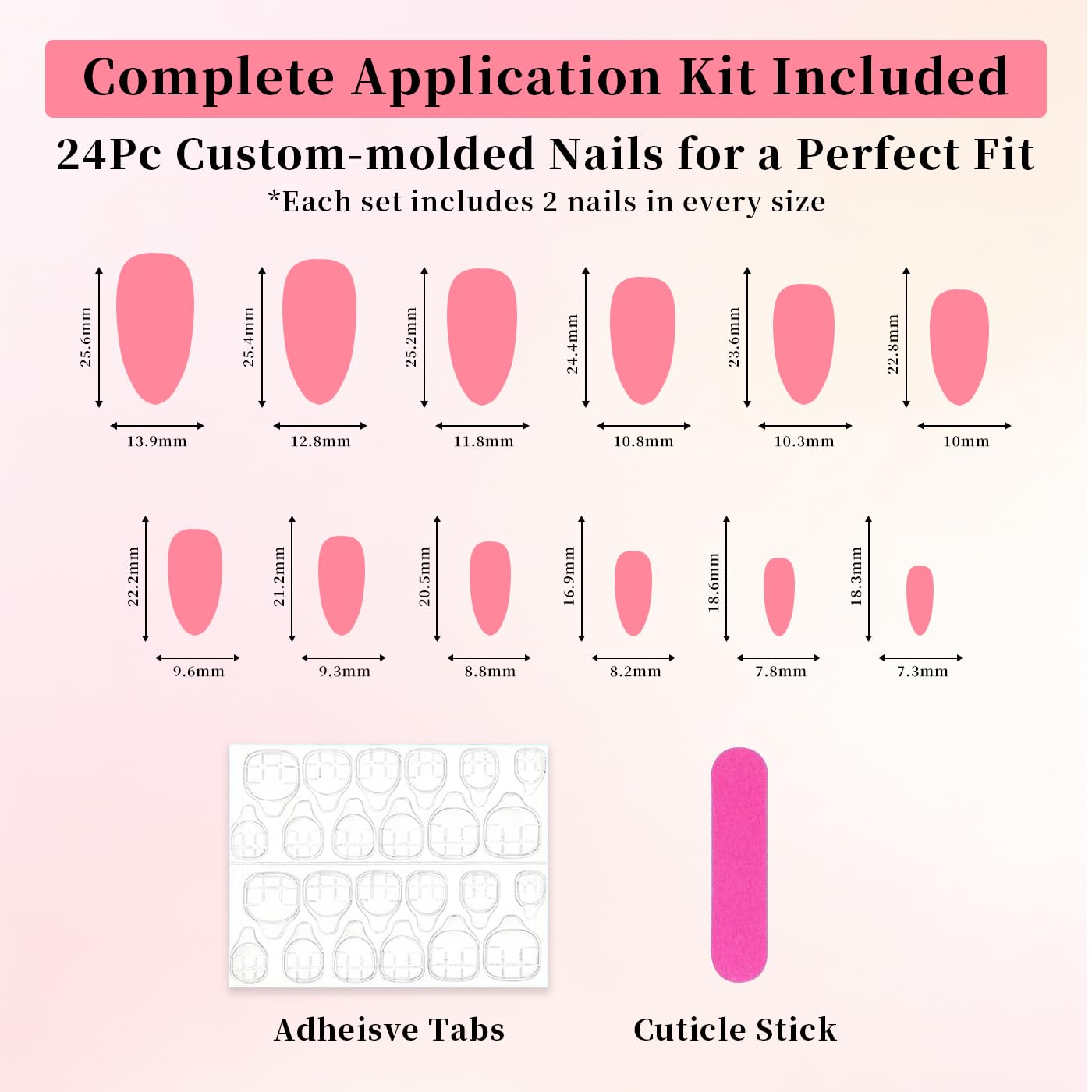Goolich Medium Almond Chrome Gold Line Press On Nails, 3D Bead Charms French Tip Design Nails Press ons Set with Adhesive Tabs, 24 Pcs 12 Size Reusable Full Cover Glue on Nails for Women