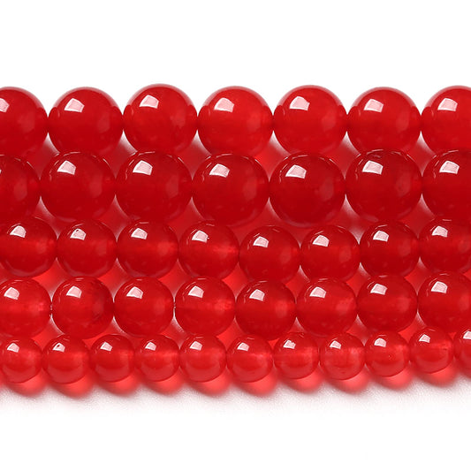 10MM 36PCS Natural Stone Red Chalcedony Jade Round Loose Beads for Jewelry Making DIY Bracelet Necklace