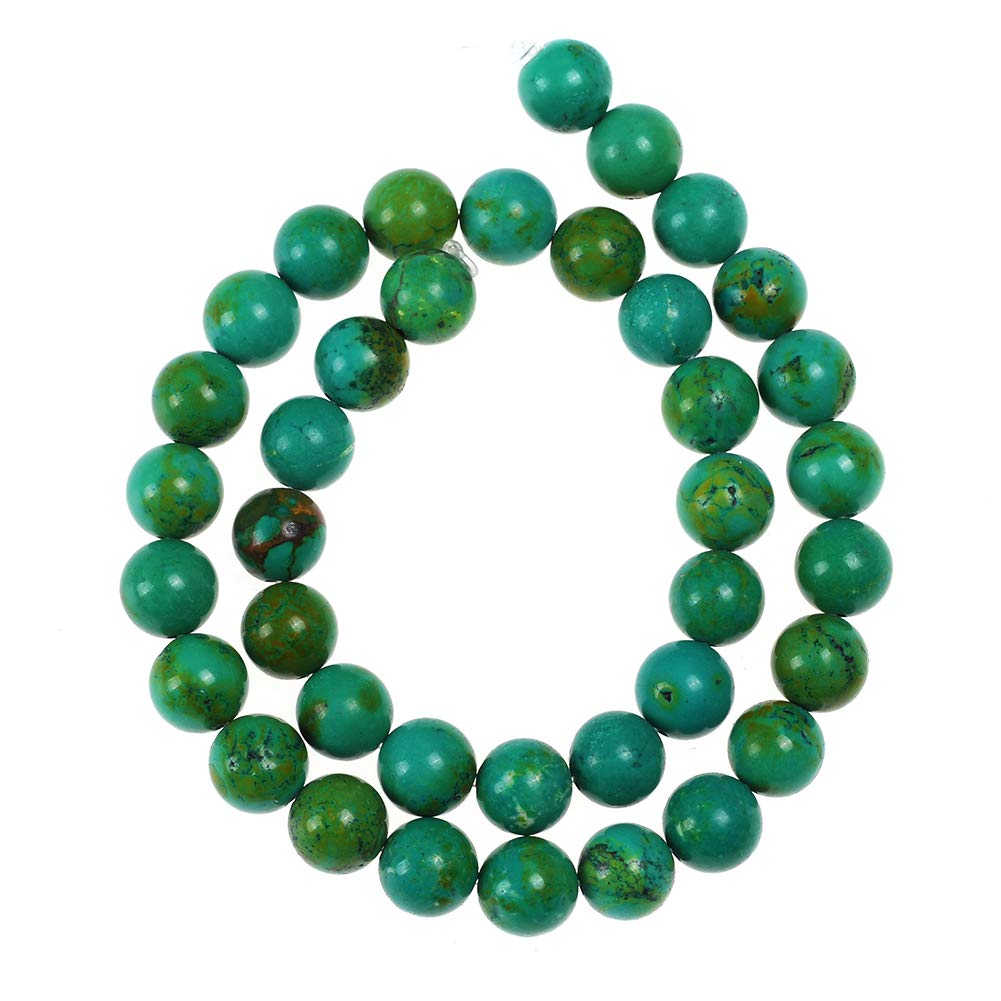 Natural Stone Beads 10mm Green Turquoise Gemstone Round Loose Beads Crystal Energy Stone Healing Power for Jewelry Making DIY,1 Strand 15"