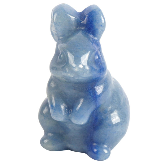Loveliome Rabbit Crystal Decor Figurines, 2 Inches Natural Healing Stones Hand Carved Sculpture Ornaments Colletctible, Blue Aventurine