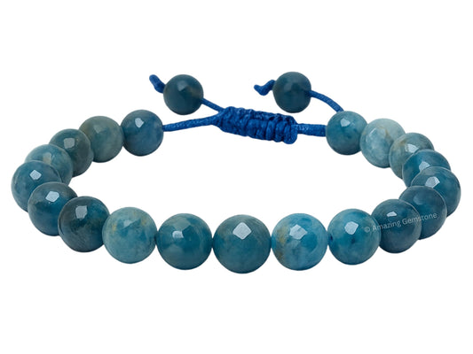 Amazing Gemstone Apatite Bracelet for Women - Chakra Mens Bracelet Protection Crystals and Healing Stones - Faceted Beaded Blessing Bracelet Spiritual Meditation Gift Christmas Stocking (Adjustable)