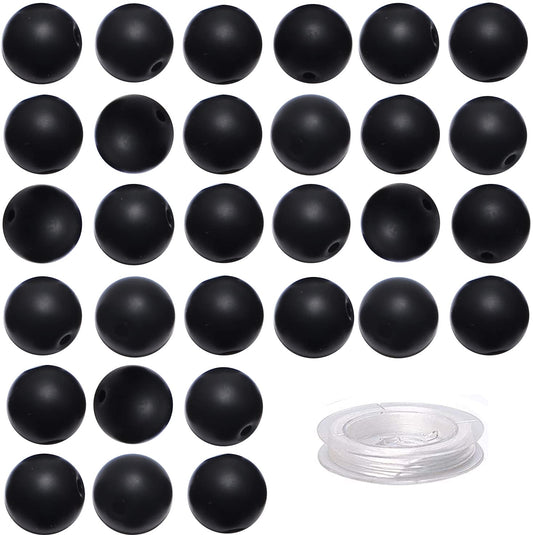 100Pcs Natural Crystal Beads Stone Gemstone Round Loose Energy Healing Beads with Free Crystal Stretch Cord for Jewelry Making (Matte Onyx, 8MM)