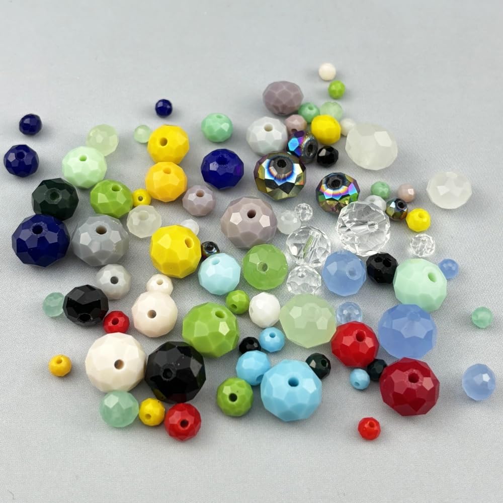 Pinhoollgo 60pcs 10mm Crystal Glass Beads Faceted Rondelle Glass Spacer Beads for Bracelets Necklace Pendants Earrings Key Chains Jewelry Making(Light Gray Porcelain)