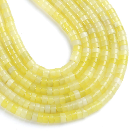 150pcs 2x4mm Natural Lemon Jades Stone Tube Shape Beads Loose Flat Round Cylinder Flat Spacer Green Stone Beads for Bracelet Earrings Jewelry Making