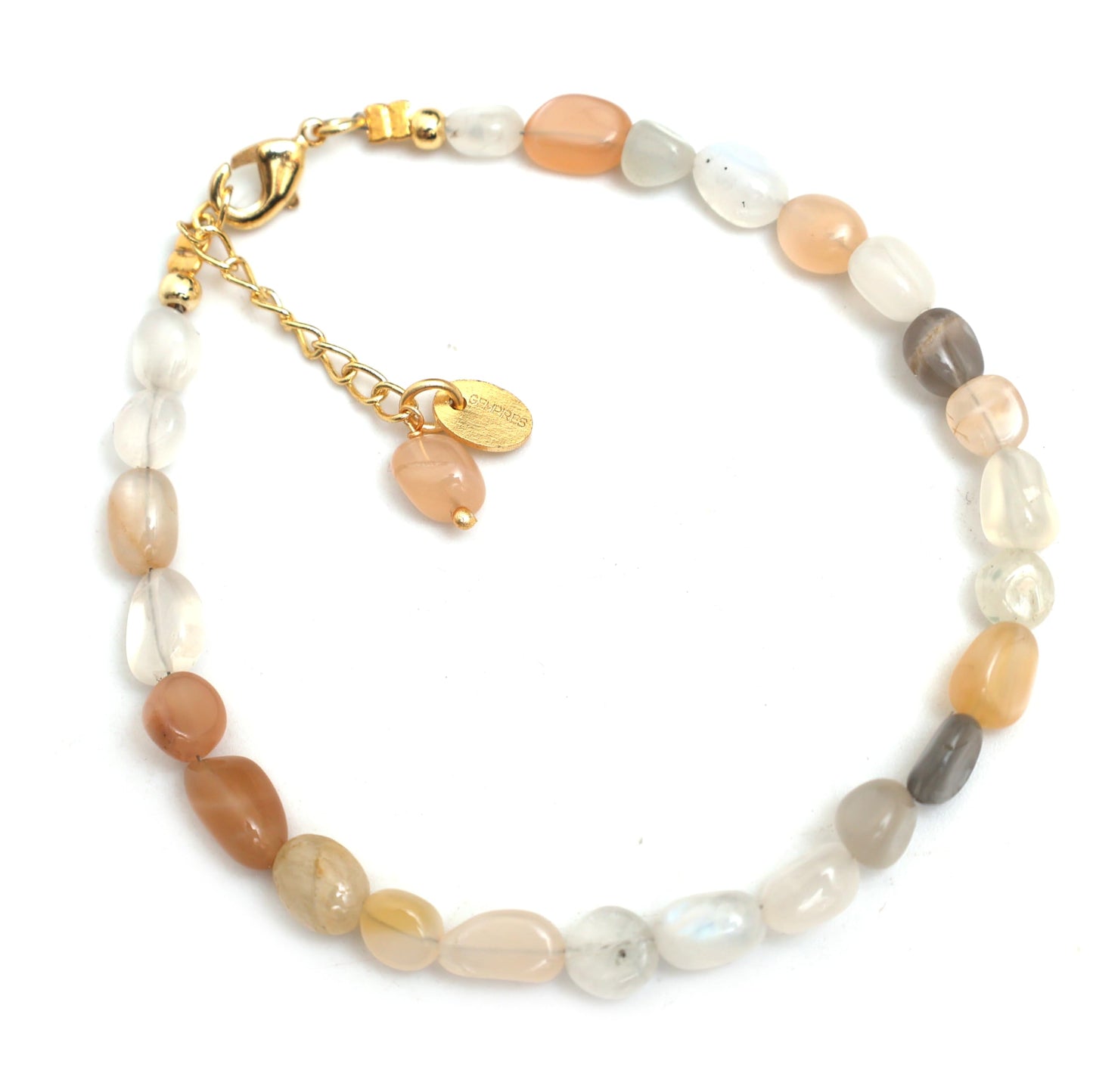 Gempires Lightweight Beaded Gemstone Bracelets Multi Moonstone Crystal Jewelry Hypoallergenic 8 Inch Gold Plated Dainty Minimalist Bracelets