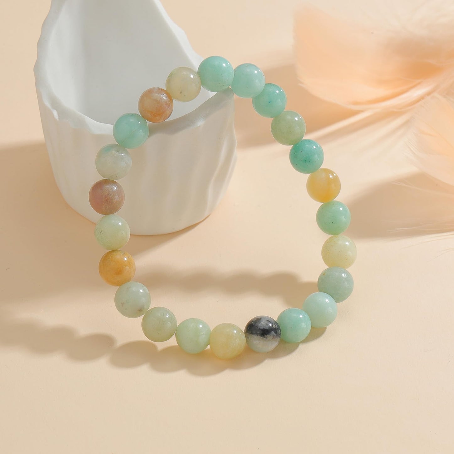 Udolfly Womens Crystal Beaded Bracelets for Women Men Protective Energy Bracelet Natural Gemstone Bead Bracelet 8mm Amazonite