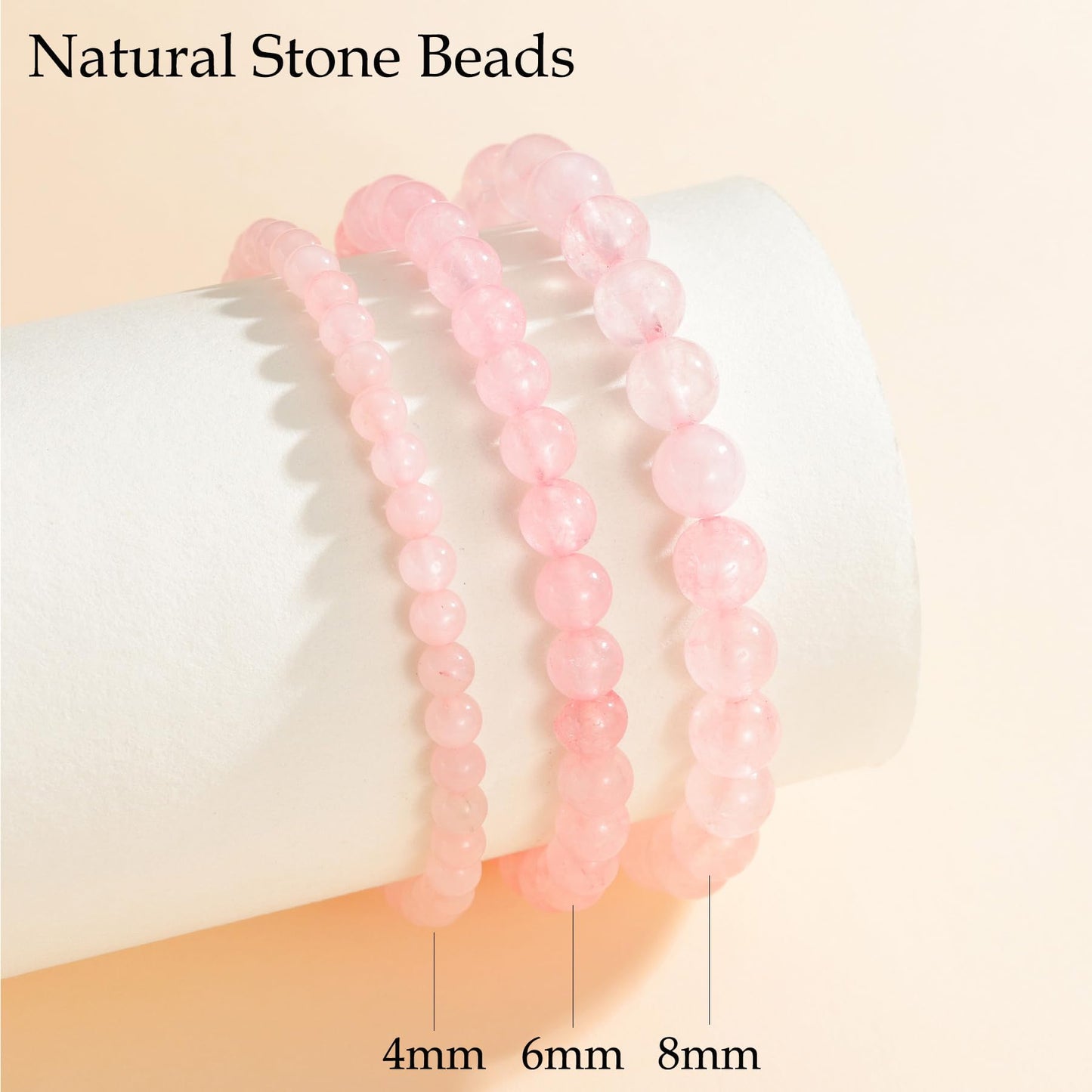 Udolfly Womens Crystal Beaded Bracelets for Women Men Protective Energy Bracelet Natural Gemstone Bead Bracelet 6mm Rose Quartz