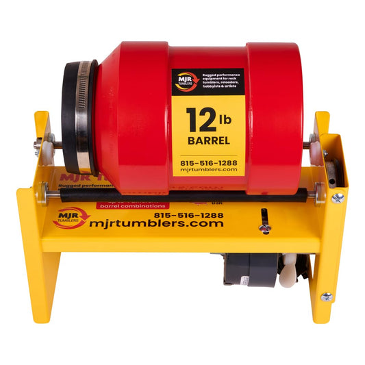 MJR Tumblers 12lb Rock Tumbler Machine, Heavy Duty Professional Rock Polisher, Commercial Stone Polishing Kit for Adults, Large Capacity Tumbler, Steel Frame, Quiet Motor, Multi Barrel Base, USA Made