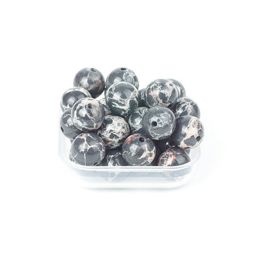 100Pcs Natural Stone 8mm Black Imperial Jasper Round Loose Gemstone Energy Healing Beads Hole Size 1mm DIY Smooth Beads for Bracelet Necklace Earrings Jewelry Making