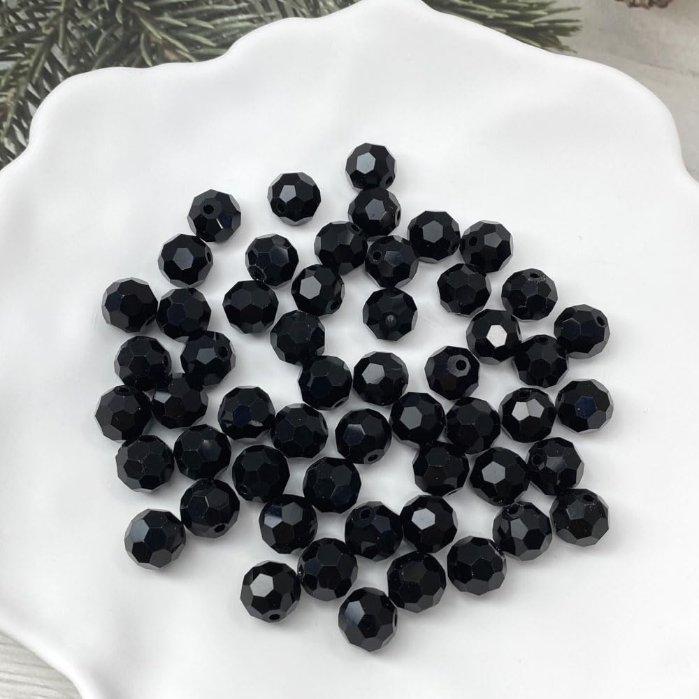 LIMAOLLY 400pcs 4mm Faceted Crystal Glass Beads Round Spacer Beads for Jewelry Making DIY Craft Making Necklace Bracelet Earring Wind Chimes Suncatchers Ornament(504-Black)