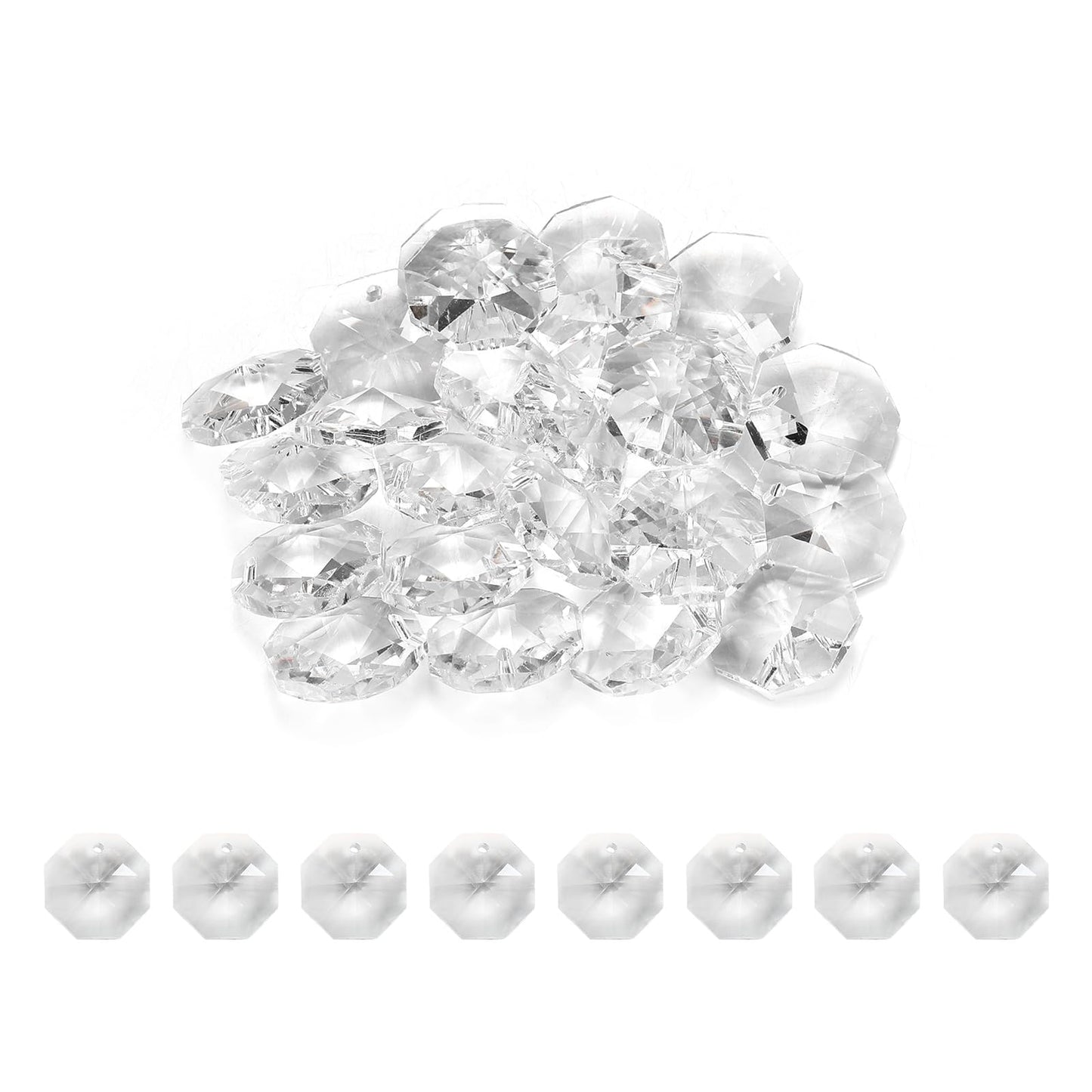 uxcell 25Pcs 1 Hole Crystal Octagon Beads, 18mm K9 Glass Hanging Chandelier Beads Prisms Parts for Crystal Chandeliers Lamp Hanging Pendant Jewelry DIY Craft, Clear