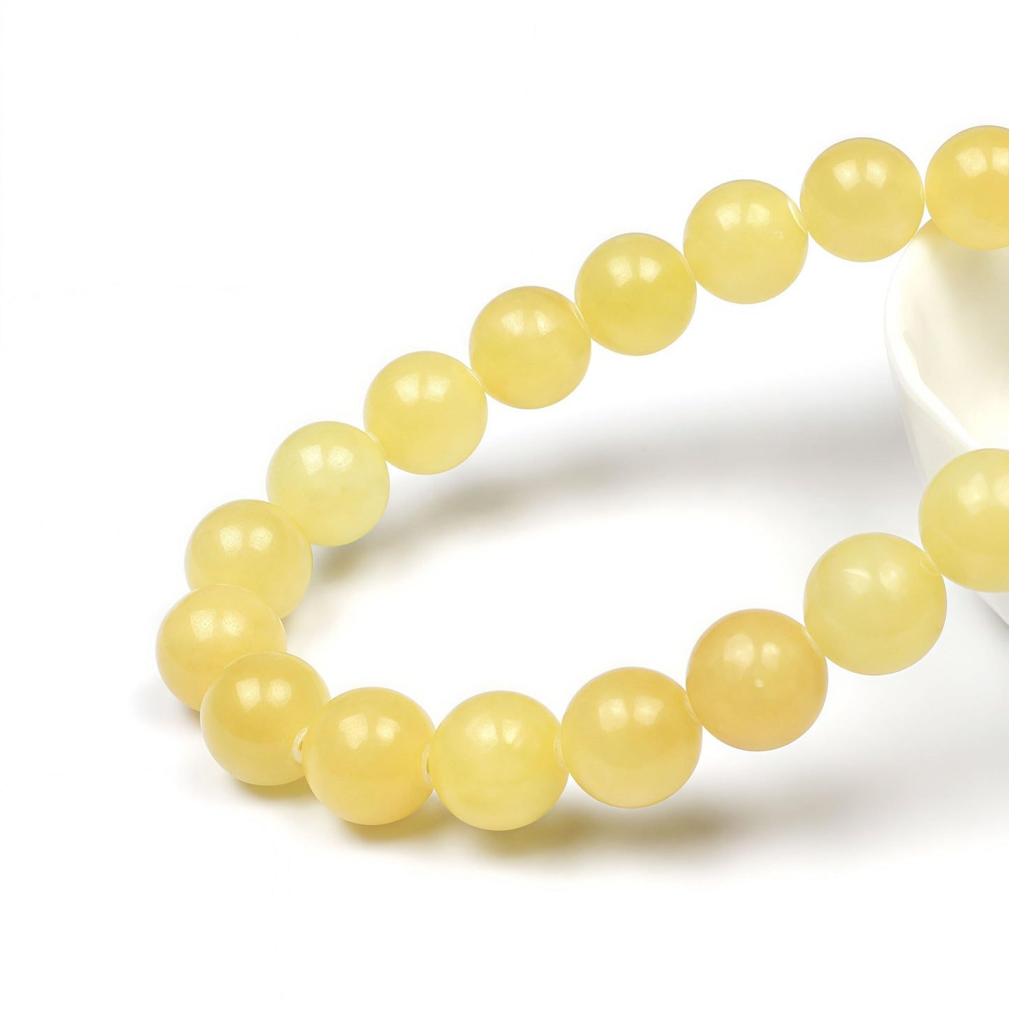 MJDCB Natural Yellow Marble Jade Round Stone Beads for Jewelry Making DIY Bracelet Necklace (8mm)