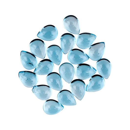 ColouredRocks (20 pcs. SWISS BLUE TOPAZ Natural Cabochon PEAR Shape Crystals, Loose Gemstone, Wholesale Polished Supply, Jewelry Making, DIY Craft, Gem Collection (4X3 mm approx.)