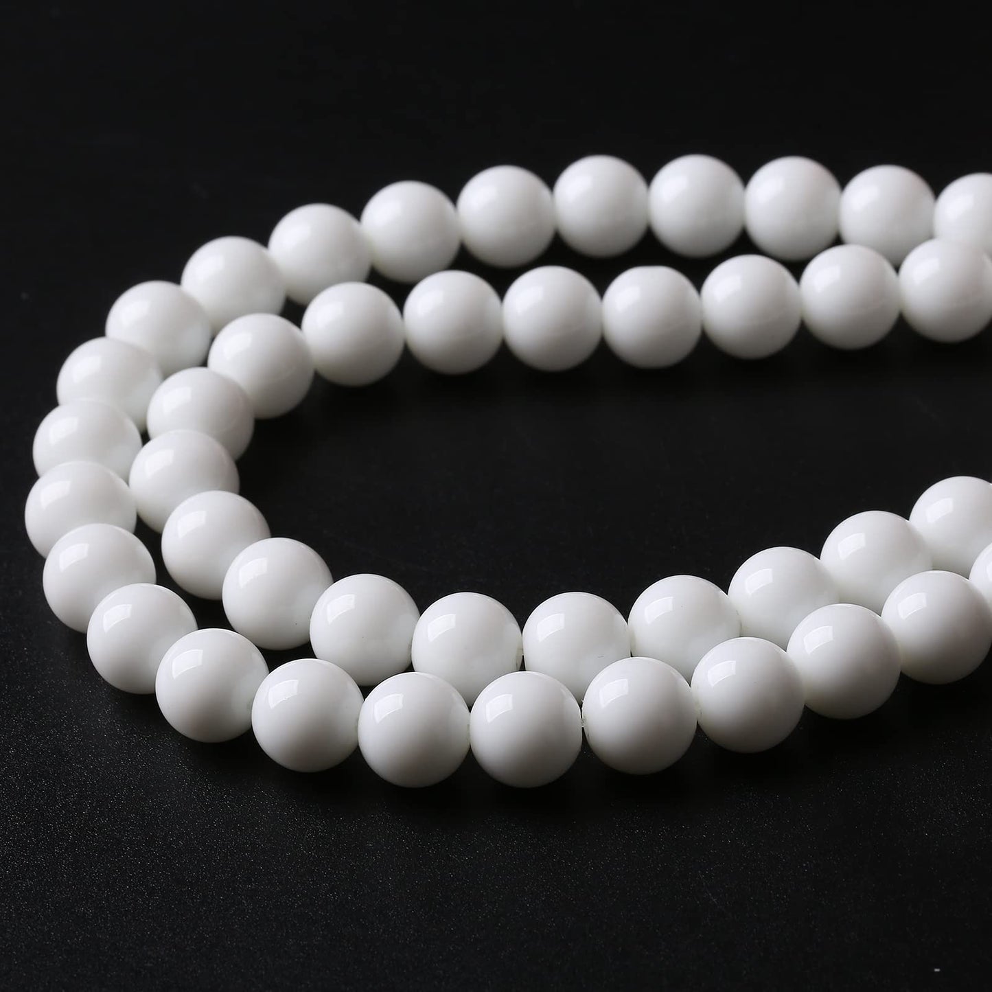 45PCS 8MM Natural White Agate Stone Beads Round Shape Suitable for Jewelry DIY Bracelet 15 Inches