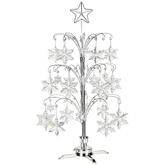 HOHIYA 47" Rotating Ornament Display Tree with 60 Hooks Heavy Duty Metal Christmas Ornament Stand Silver Rotating Display Rack for Glass Ornaments Holiday Decor Craft Show & Year Round Display