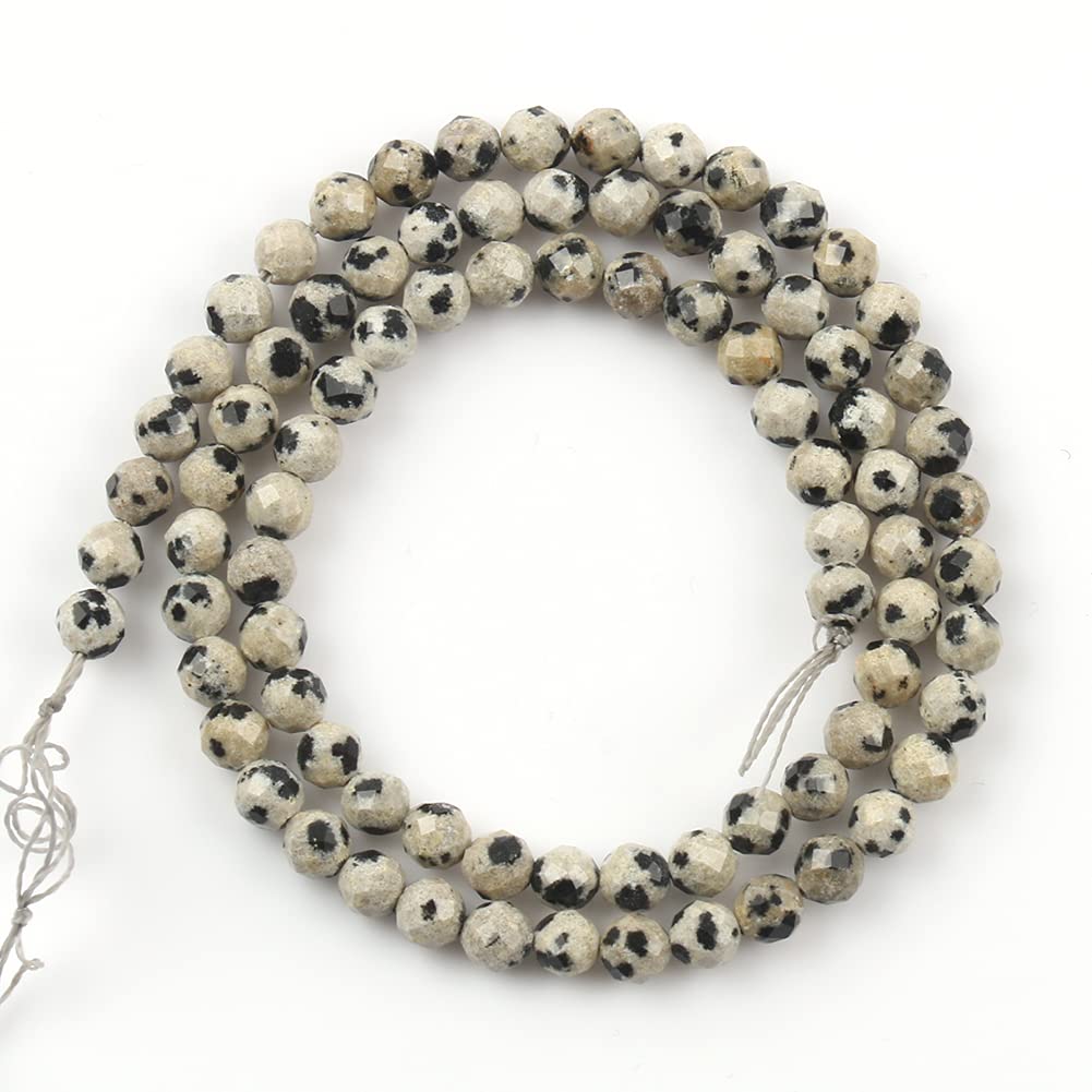 Song Xi 180pcs 2mm Natural Dalmatian Gemstone Beads Faceted Round Loose Stone Beads for Jewelry Making