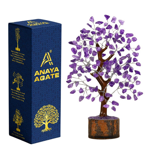 ANAYA AGATE Amethyst Crystal Tree of Life - Handmade Healing Bonsai Purple Tree for Home & Office Decor, Positive Energy & Good Luck, Ideal for Christmas Decor & Birthday Gifts for Women, Men