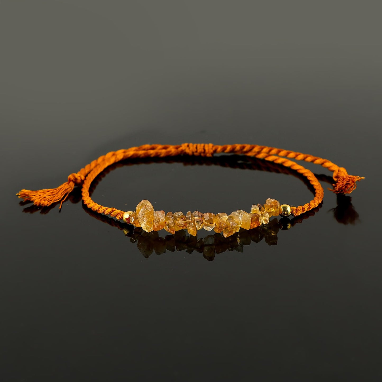 TGH Natural Citrine Chips Braided Bracelet Healing Birthday Gift for Her Resizable Hand Braid Rope Thread Protection Bracelet for Men Women Gemstone Jewelry 7 inch Christmas Gift (Citrine)