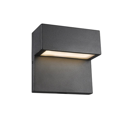 Chloe Lighting Campbell LED Outdoor Wall Sconce, Textured Black, 6in Tall, Glass