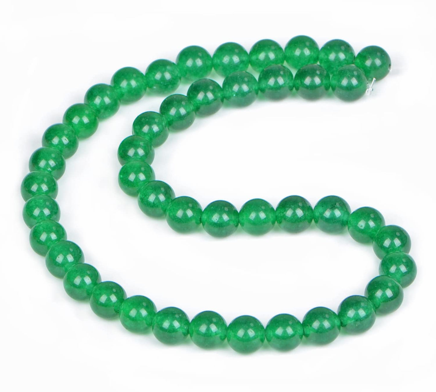 AD Beads Natural Gemstone Round Loose Beads 15" for Bracelet Necklace Earrings Jwelery Making Crafts DIY (8mm, Green Jade)
