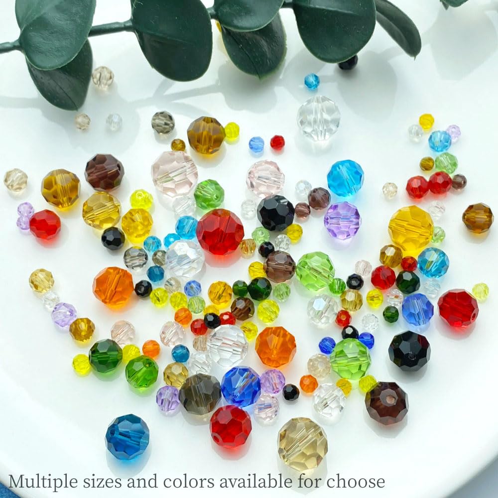 LIMAOLLY 140pcs 8mm Faceted Crystal Glass Beads Round Spacer Beads for Jewelry Making DIY Craft Making Necklace Bracelet Earring Wind Chimes Suncatchers Ornament(502-Crystal Clear)