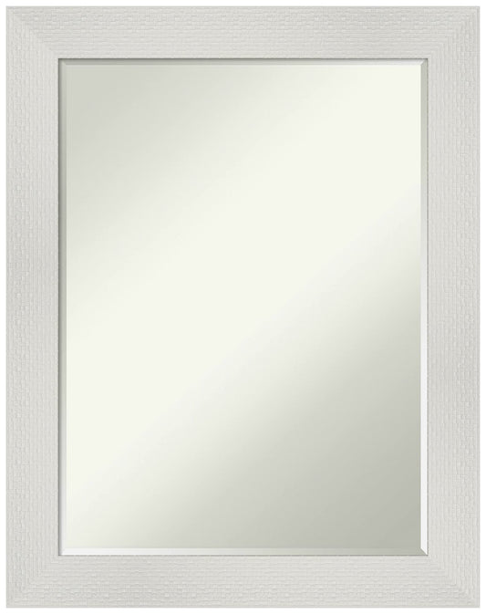 Amanti Art White Bathroom Mirror for Over Sink, 28x22 Mosaic White Rectangle Vanity Mirror, Medium Casual Frame, Hangs Horizonally and Vertically, Bathroom Wall Decor, Petite Bevel Edge