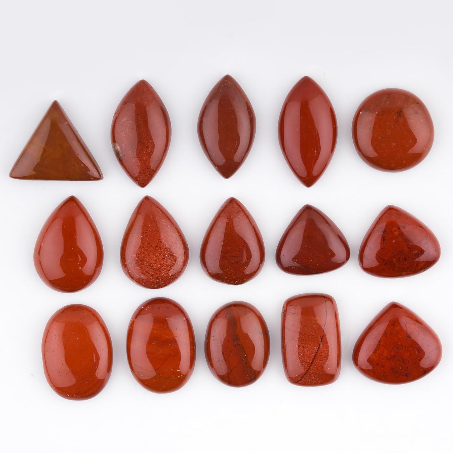 GemSymphony Natural Red Jasper Gemstone Cabochon Pack of 3 Mixed Shapes – Polished Crystal Stones for Jewelry Making Supply, Healing, Reiki & DIY Crafts, Natural Gem Cab Set for Wire Wrapping