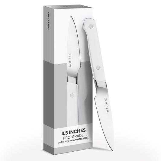 Misen 3.5" Paring Knife – Precision High-Carbon Stainless Steel Blade – Ergonomic Handle for Peeling, Trimming, and Slicing – Lightweight, Versatile Kitchen Tool for All Culinary Tasks - White