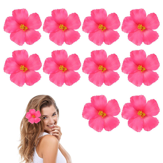 Angoily 10 Pcs Light Pink Hawaiian Faux Flowers Hibiscus Flowers Hawaii Party Summer Party DIY Foam Hibiscus for Tabletop Decoration Favors Supplies Tropical Decor, Valentine's Day (No Clip)