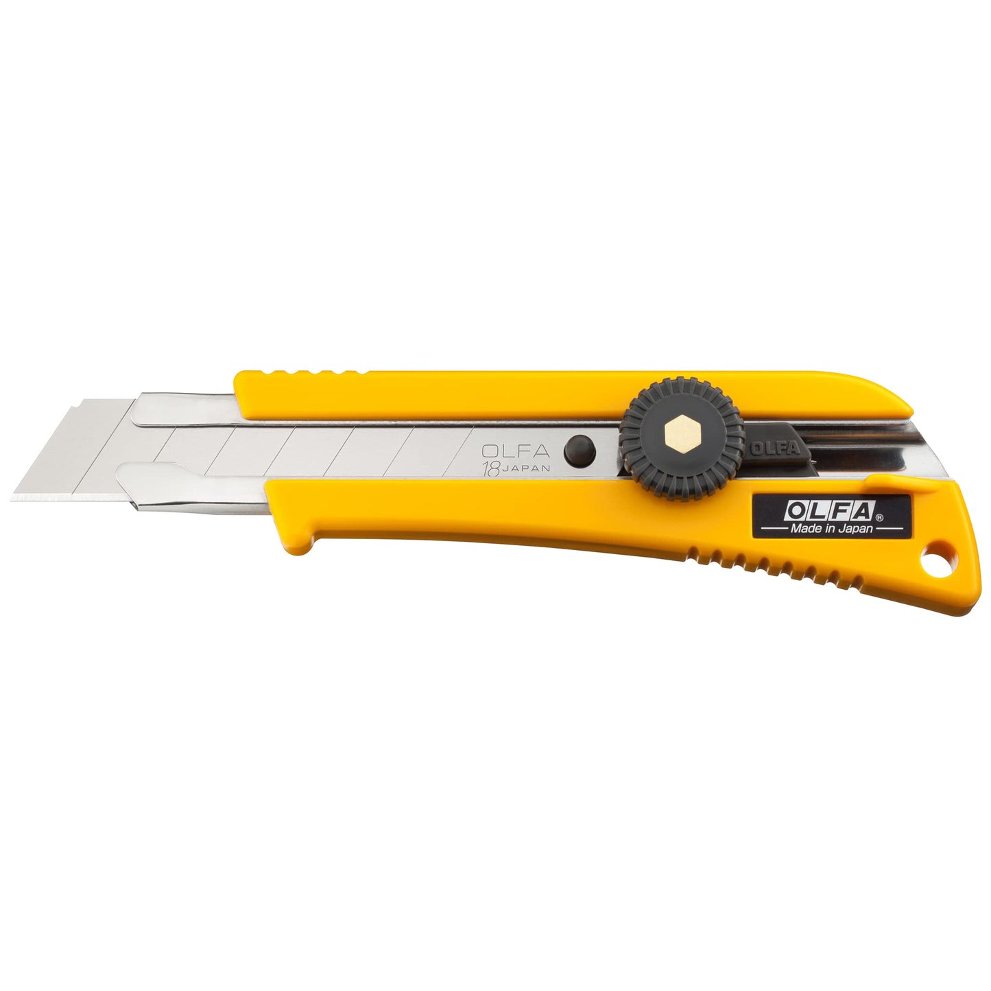 OLFA 18mm Heavy-Duty Utility Knife (L-2) - Multi-Purpose Custom Cutting Depth Precision Knife w/Rubber Inset for Increased Precision & Snap-Off Blade, Replacement Blades: Any OLFA 18mm Blade