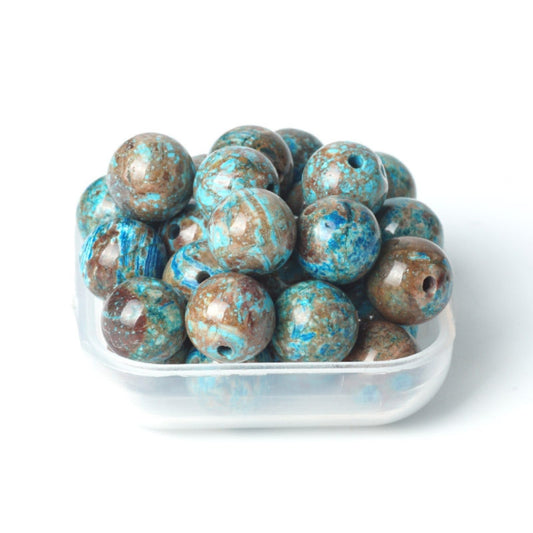100Pcs Natural Stone 8mm Blue Pattern Agate Round Loose Gemstone Energy Healing Beads Hole Size 1mm DIY Smooth Beads for Bracelet Necklace Earrings Jewelry Making